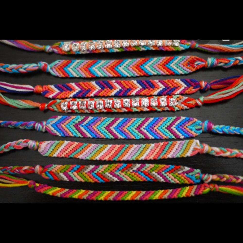 String and bead bracelets